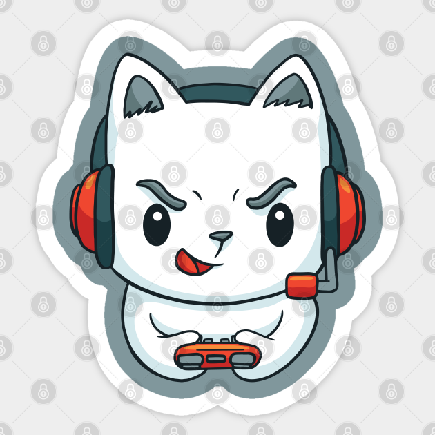 Gamer Cat | Gaming Kitten - Gaming - Sticker | TeePublic